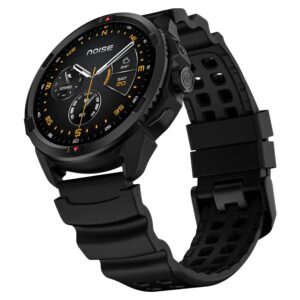 Fire-Boltt Rise Smart Watch 1.85″ with Bluetooth Calling, AI Voice Assistant, Rotating Crown, SpO2 & Heart Rate Monitor, 123 Sports Modes, IP67 Waterproof Metal Smartwatch for Men & Women - Black