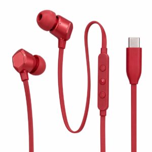 Original Type C Earphones for JBL Tune 310 C Powerful Bass Wired Earbuds HD Audio Clear Calling Microphone Black Compatible with All Type C Device (Geniun Red)